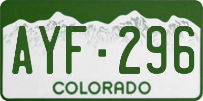 CO license plate AYF296
