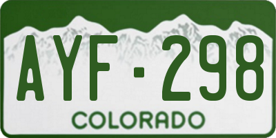 CO license plate AYF298