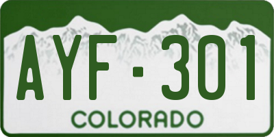 CO license plate AYF301