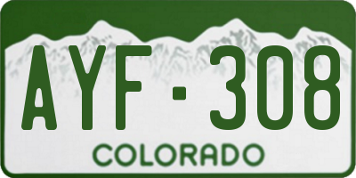CO license plate AYF308