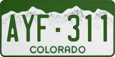 CO license plate AYF311
