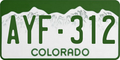 CO license plate AYF312