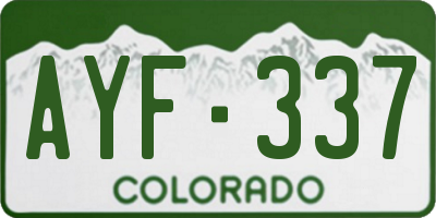 CO license plate AYF337