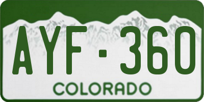 CO license plate AYF360