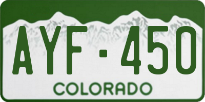 CO license plate AYF450