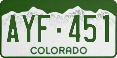 CO license plate AYF451