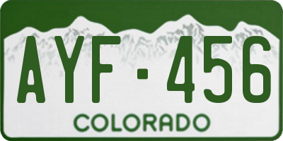 CO license plate AYF456