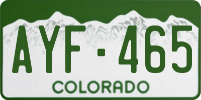 CO license plate AYF465