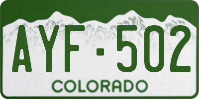 CO license plate AYF502