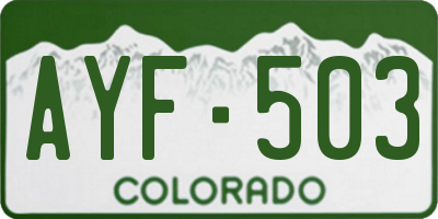 CO license plate AYF503