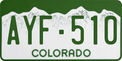 CO license plate AYF510
