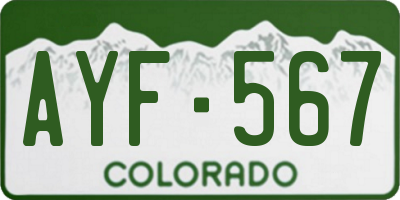 CO license plate AYF567