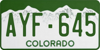 CO license plate AYF645