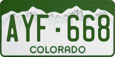 CO license plate AYF668
