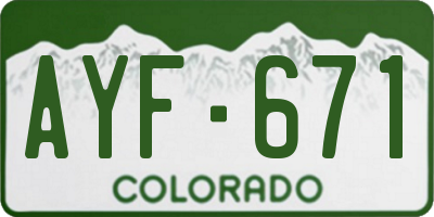 CO license plate AYF671