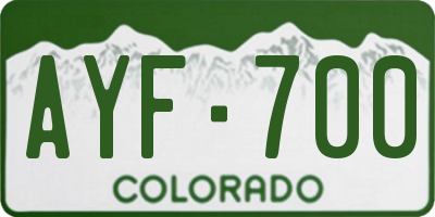 CO license plate AYF700