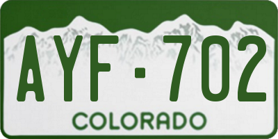 CO license plate AYF702
