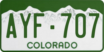 CO license plate AYF707