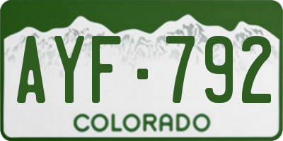 CO license plate AYF792
