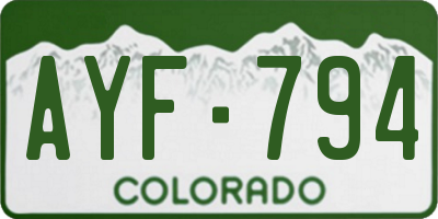 CO license plate AYF794