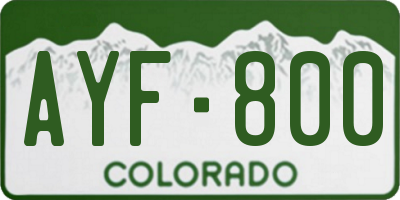 CO license plate AYF800