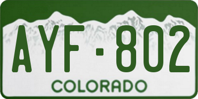 CO license plate AYF802