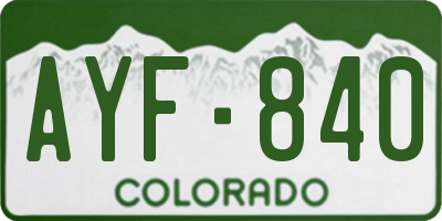 CO license plate AYF840