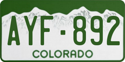 CO license plate AYF892