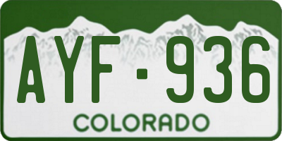 CO license plate AYF936