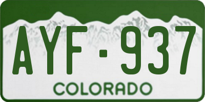 CO license plate AYF937