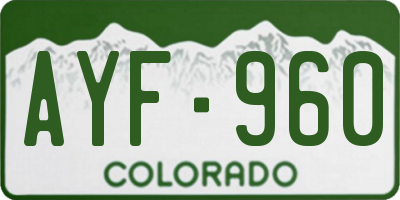 CO license plate AYF960