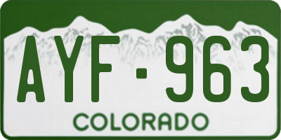 CO license plate AYF963
