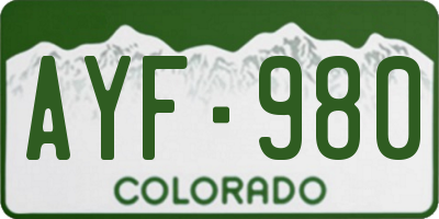 CO license plate AYF980
