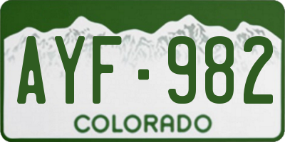 CO license plate AYF982