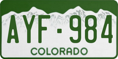 CO license plate AYF984
