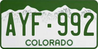 CO license plate AYF992