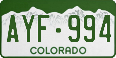 CO license plate AYF994