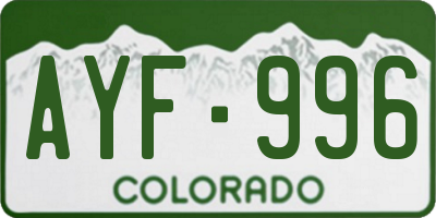 CO license plate AYF996