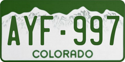 CO license plate AYF997