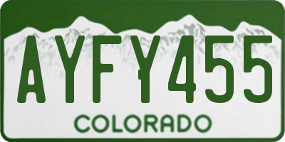 CO license plate AYFY455