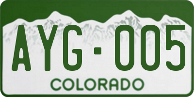 CO license plate AYG005