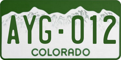 CO license plate AYG012