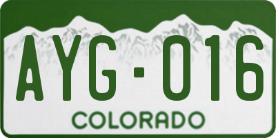 CO license plate AYG016
