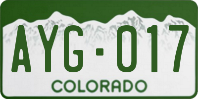 CO license plate AYG017