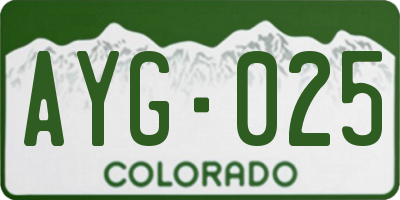 CO license plate AYG025