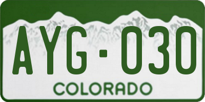 CO license plate AYG030