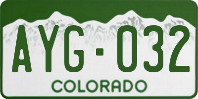 CO license plate AYG032
