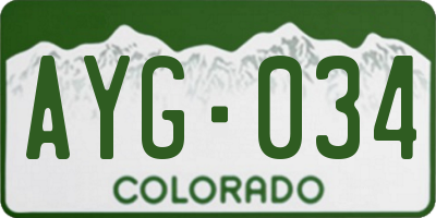 CO license plate AYG034