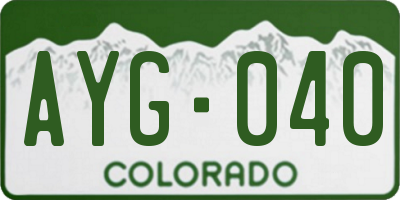 CO license plate AYG040
