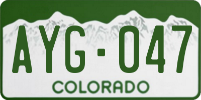 CO license plate AYG047
